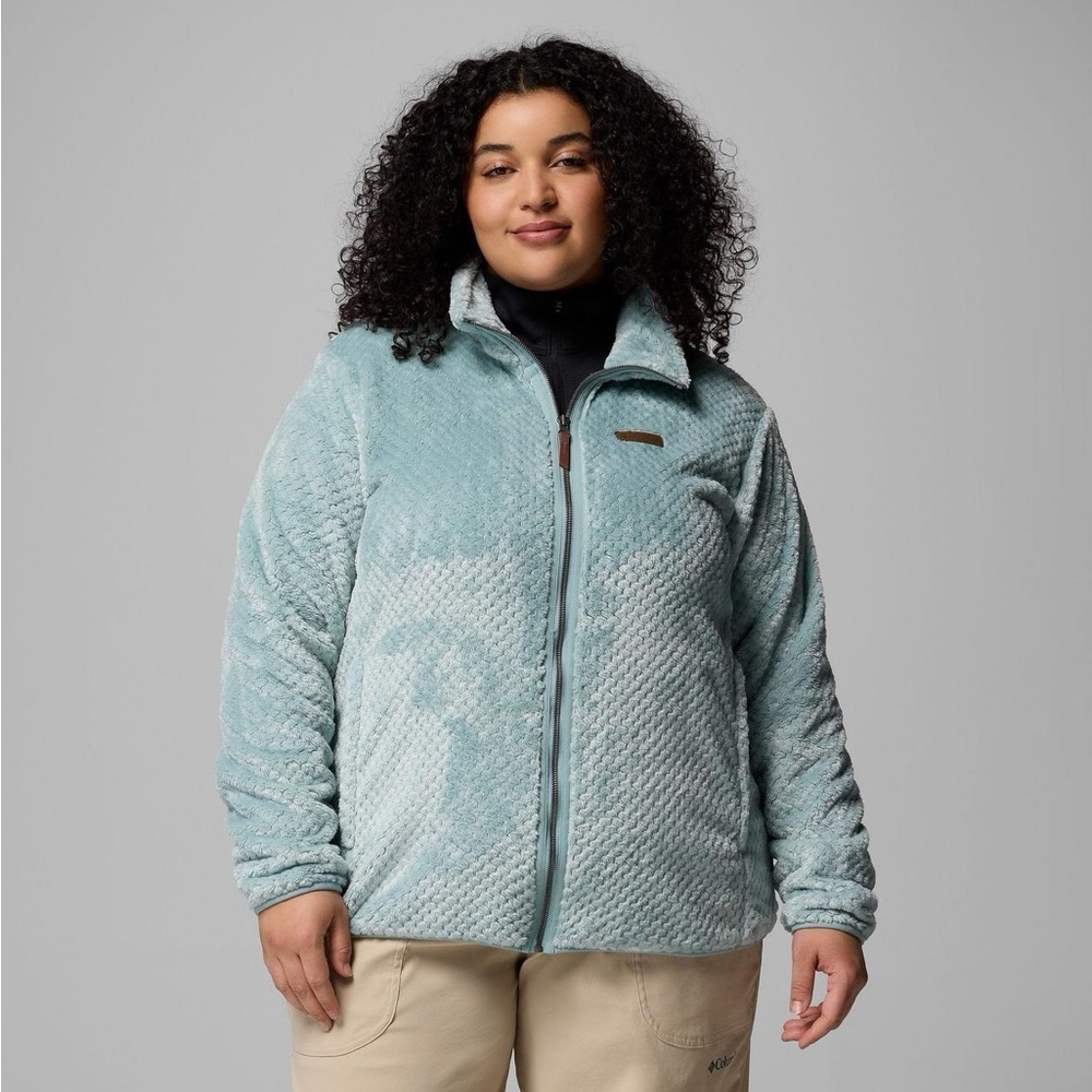 Columbia Women’s Plus Size Fire Side II Sherpa Full Zip Size 1X Light Blue EUC